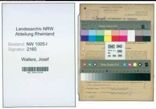 Entnazifizierung Josef Wallers , geb. 28.10.1895 (Montageinspektor)