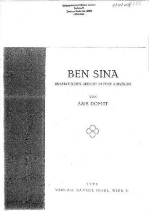Titelblatt von Ben Sina