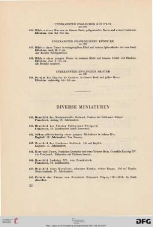 Diverse Miniaturen (Nr. 690-706)