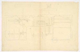 Freihand gezeichneter Grundriss der Sägemühle? (Bleistift, Folio)