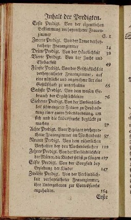Inhalt der Predigten.