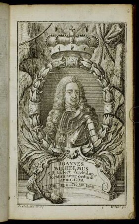 Joannes Wilhelmus S.R.I. Elect. Achidap. Restaurator ordinis anno 1708. Obiit anno 1716. VIII. Iunii.