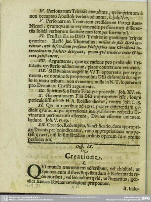 Disp. IX. De Creatione