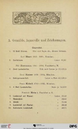 A. Gemälde, Aquarelle und Zeichnungen (Nr. 1-53)