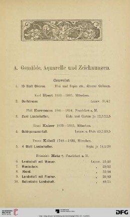 A. Gemälde, Aquarelle und Zeichnungen (Nr. 1-53)