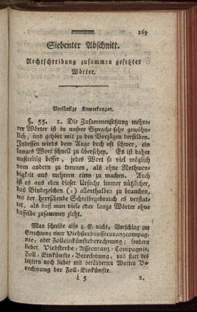 Siebenter Abschnitt. Rechtschreibung zusammen gesetzter Wörter. - Achter Abschnitt. Theilung der Wörter am Ende der Zeile.