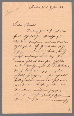 Schirm, Carl (1852-1928) Autographen: Brief von Carl Schirm an Eugen Bracht - BSB Autogr. Schirm, Carl