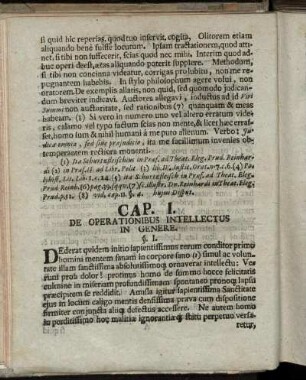 Cap. I. De Operationibus Intellectus In Genere.