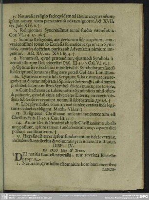 Disp. IV. De Deo Uno & Trino