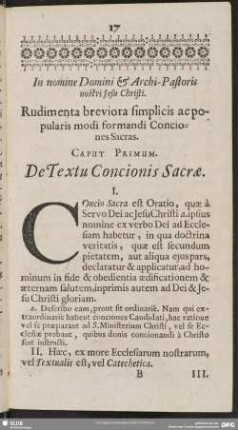Caput Primum. De Textu Concionis Sacrae