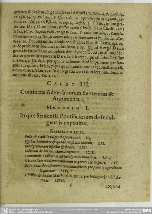 Caput III. Continens Adversatiorum Sententias & Argumenta