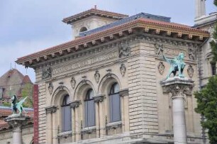 Lausanne - Palais de Rumine : Detailansicht des historischen Bibliotheksgebäudes, aufgenommen in Lausanne am 18. Mai 2010