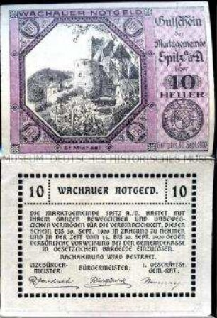 Spitz, St. Michael, Wachau, Niederösterreich 10 Heller