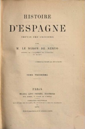 Histoire d'Espagne depuis ses origines, 3