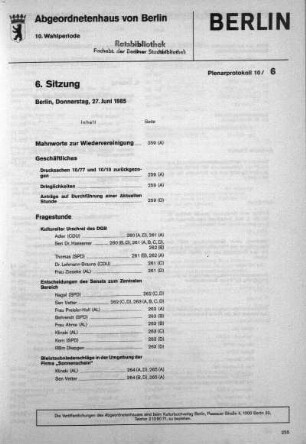 Nr. 6, 27. Juni 1985