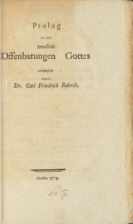 Prolog zu den neusten Offenbarungen Gottes