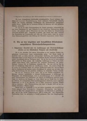 II. Die an den belgischen und französischen Eisenbahnen ausgeführten Wiederherstellungsarbeiten