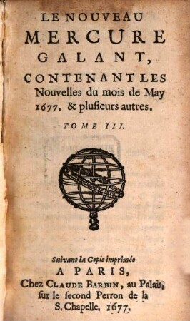 Le nouveau mercure galant. 1677, T. 3 = May