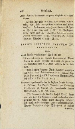 Series Librorvm Saeclo XV.