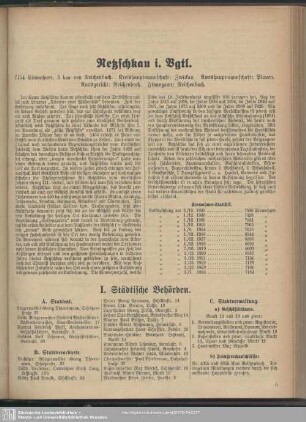 I.-III. Behördenverzeichnis : I.-III. Städtische Behörden. Sächsische Landesbehörden. Reichsbehörden