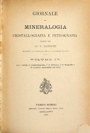 Giornale di mineralogia, cristallografia e petrografia. 4. 1893