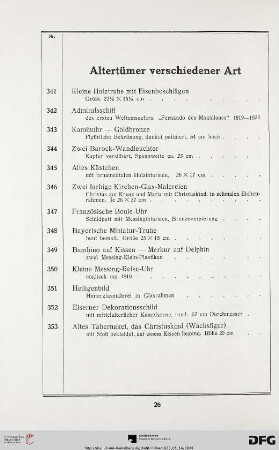 Altertümer verschiedener Art (Nr. 341-353)