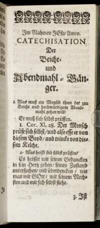 Catechisation, Der Beicht- und Abendmahl-Gänger.