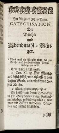 Catechisation, Der Beicht- und Abendmahl-Gänger.