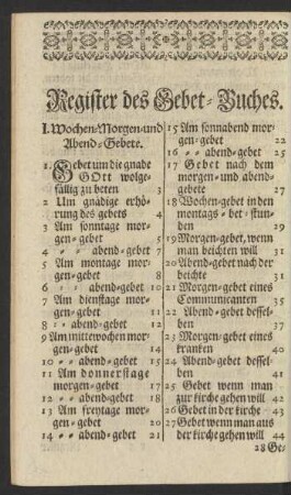 Register des Gebet-Buches