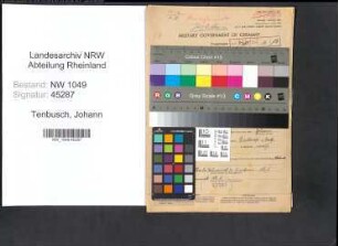 Entnazifizierung Johann Tenbusch , geb. 10.06.1886 (Foerster)