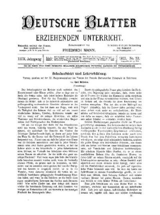 Schulaufsicht und Lehrerbildung : (Fortsetzung)