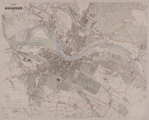 Stadtplan von Dresden, 1:10 000, Lithographie, 1902 : Plan von Dresden / bearb. vom Vermessungsamte der Stadt Dresden. Gerke. - 16. Aufl.. - 1:10 000. - Leipzig ; Berlin : Giesecke & Devrient , 1902. - 1 Kt. : mehrfarb. ; 109 x 87 cm, gefaltet