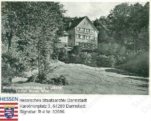 Felsberg im Odenwald, Wald-Restaurant Felsberg (Inhaberin: Förster Simon Witwe) / Außenansicht