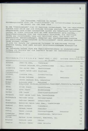 Die Kasseler jüdischen Familien im Jahre 1808