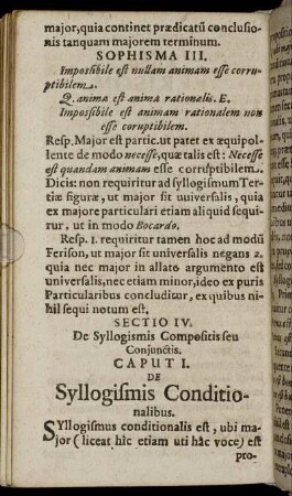 Sectio IV. De Syllogismis Compositis seu Conjunctis.