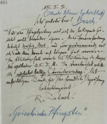 Brief an das Illustrirte Wiener Extrablatt