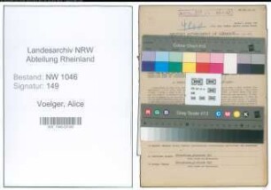 Entnazifizierung Alice Voelger , geb. 19.08.1910 ()