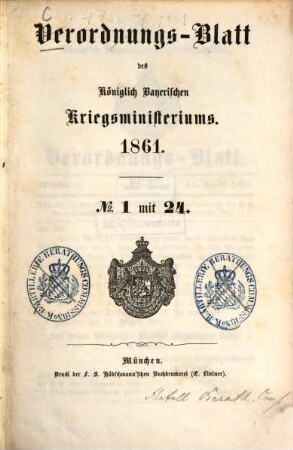 Verordnungs-Blatt. 1861