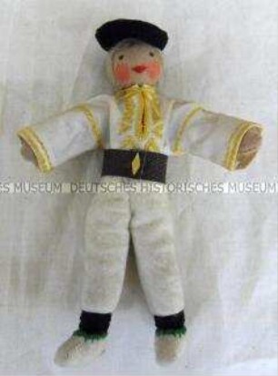 Stoffpuppe eines Mannes in bulgarischer Tracht (Thrakien?)
