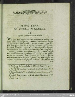 Sectio Prima. De Werla In Genere