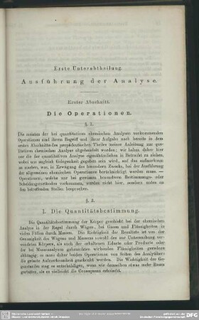 Erste Unterabtheilung. Ausführung der Analyse