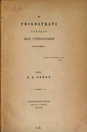De Philostrati libello peri gymnastikes recens reperto