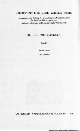 Otto Dibelius : ein Kirchenmann in der Zeit zwischen Monarchie und Diktatur