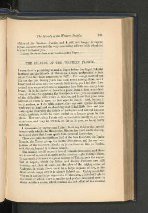 The Islands of the Western Pacific. The Right Rev. Bishop Selwyu, D.D.