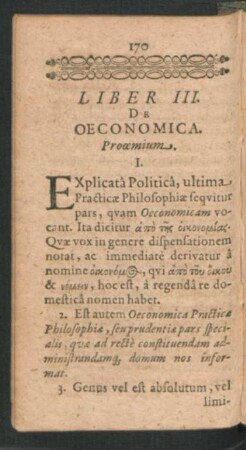 Liber III. De Oeconomica.