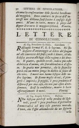 Lettere di Consolatione. / Lettres de Consolation. - Risposta a Lettere di Essortatione. / Réponses à des Lettres d'Exhortation.