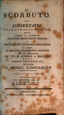 De scorbuto : diss. inaug. med.