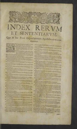 Index rerum et sententiarum.