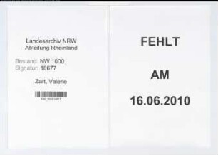 Entnazifizierung Valerie Zart, geb. 03.06.1900 ()