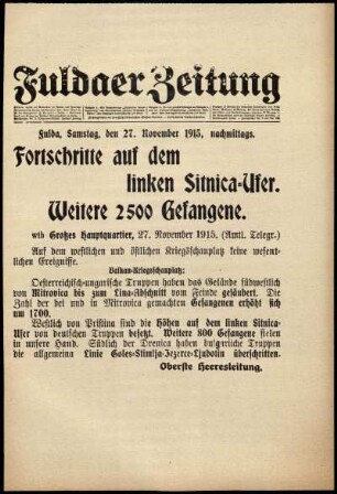 Ausgabe vom Samstag, den 27. November 1915.